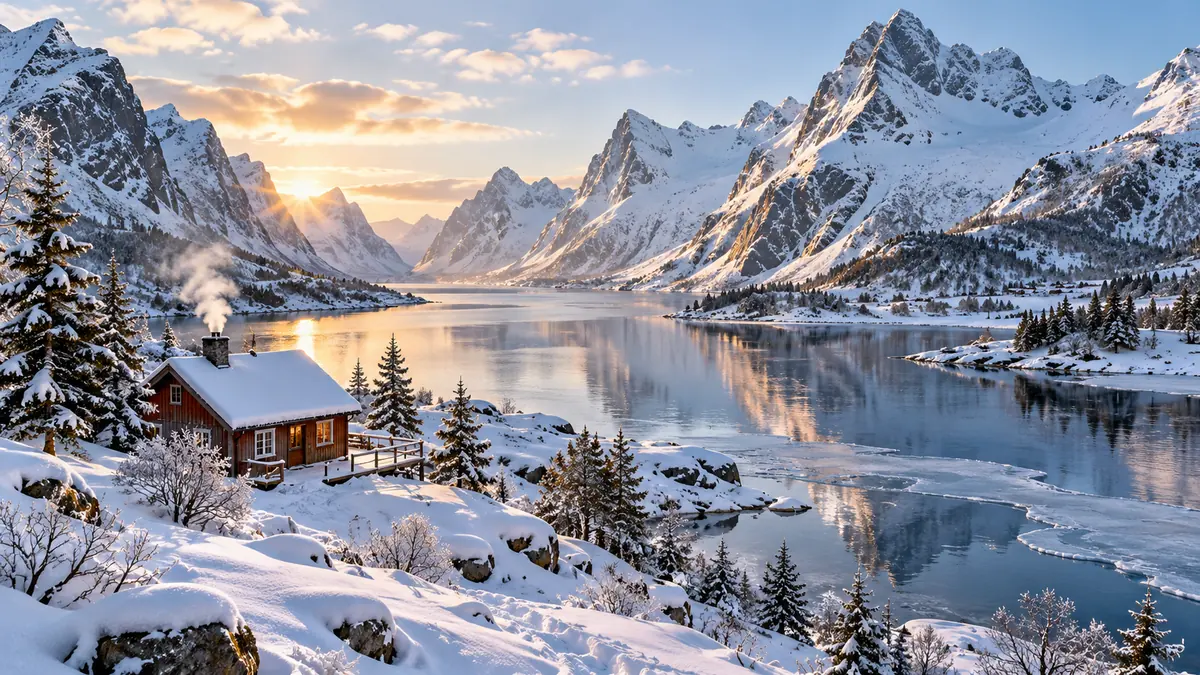 Scandinavian landscape in winter